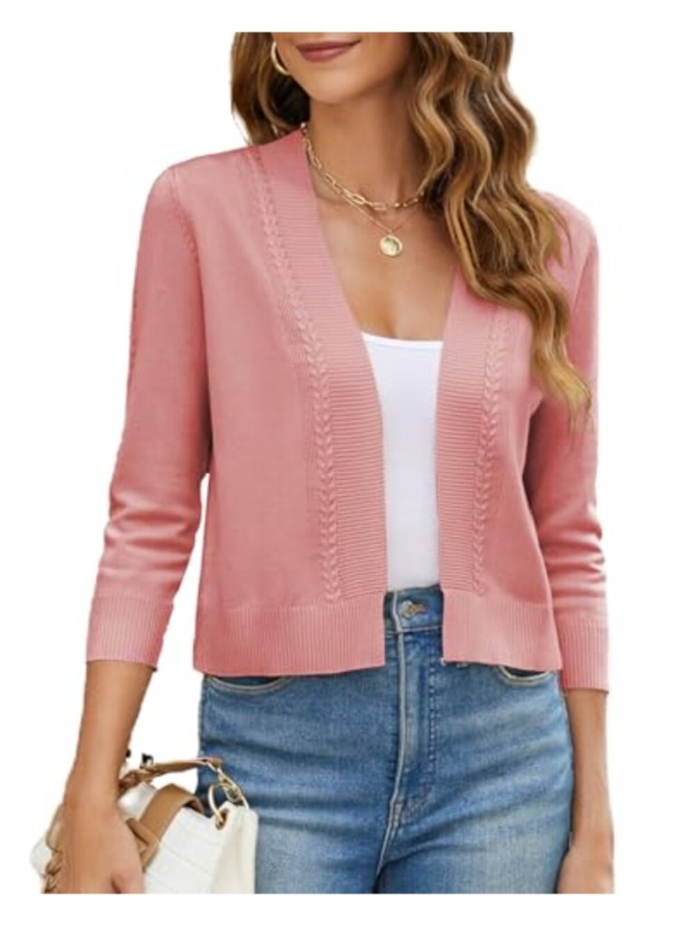 Women's Shrug 3/4 Sleeve Sheer Chiffon Open Front Cardigan Cropped Shawls